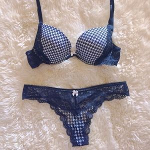 NWOT Dream Angels Houndstooth Push Up Bra & Panty